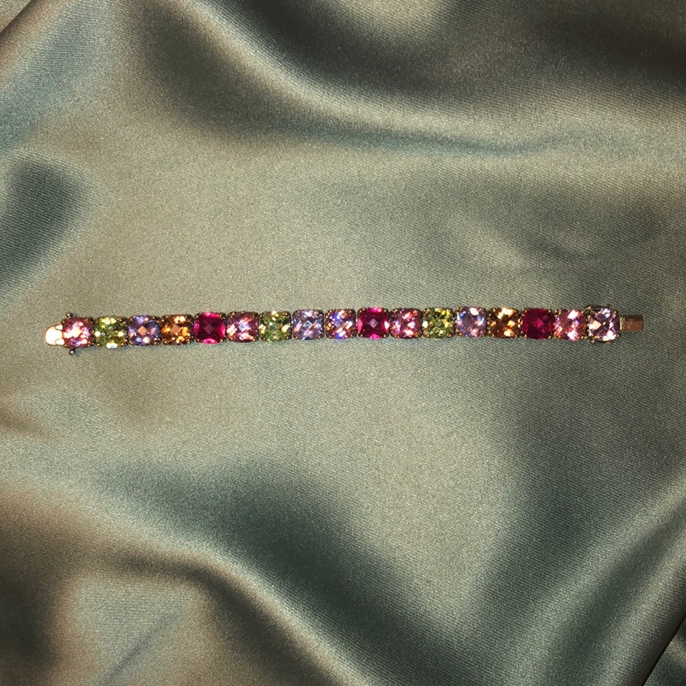 VINTAGE STYLE COLORED STONE SILVER BRACELET